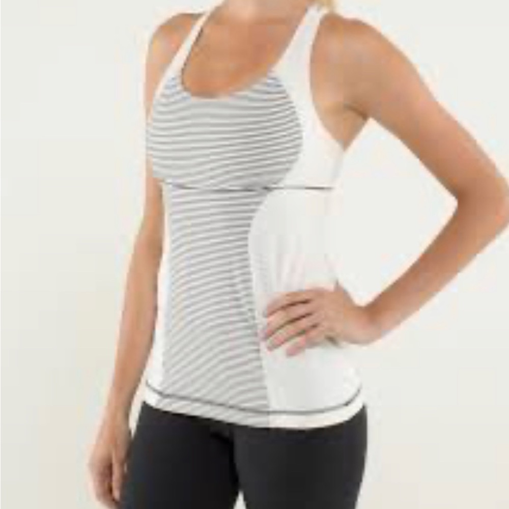 Lululemon Energy Tank Size 8 Hyper Stripe Angel Wing / Angel Wing